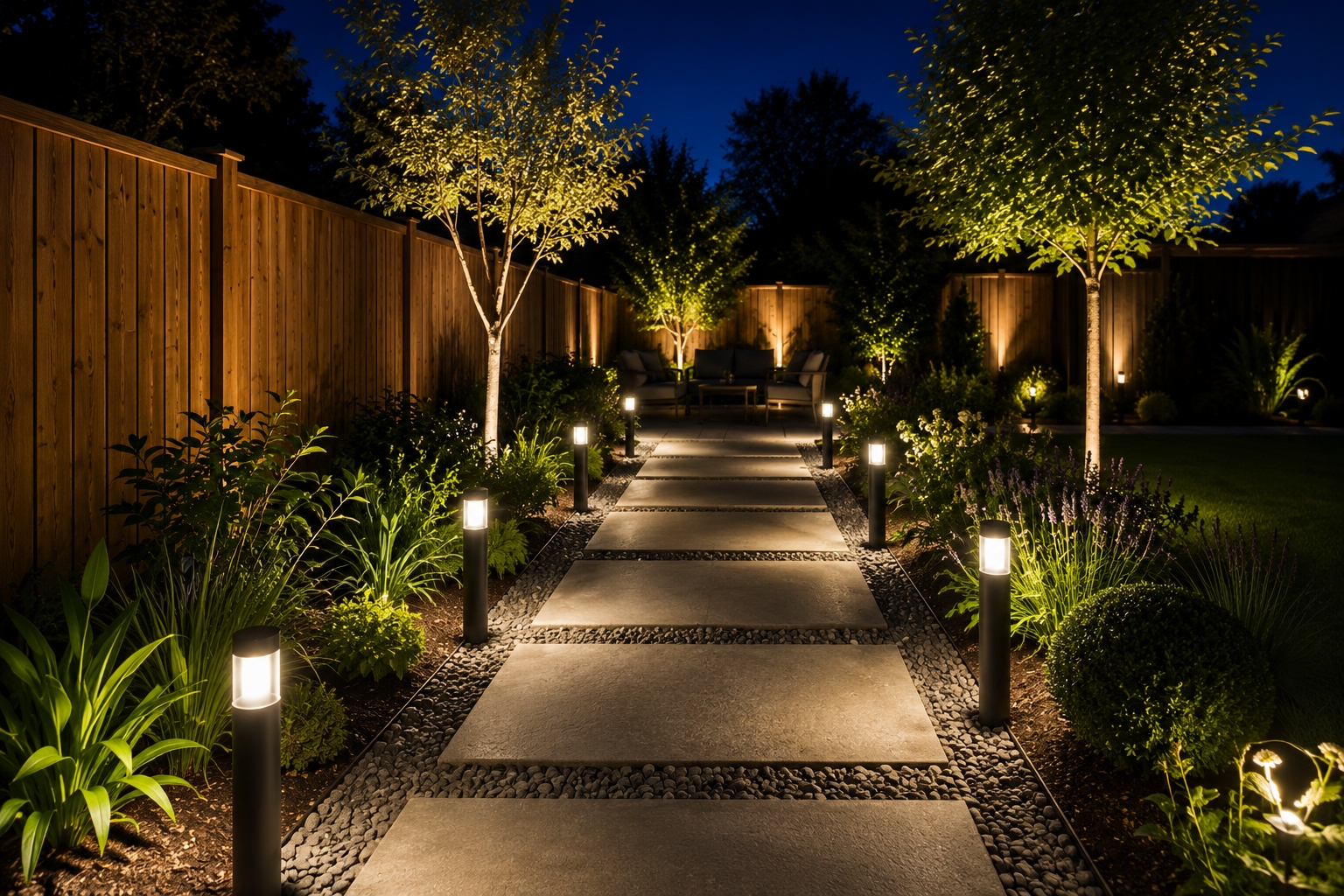 Garden and pathway lighting installation